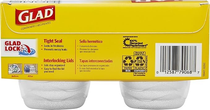 Glad GladWare Home Mini Round Food Storage Containers - Small Meal Container Holds up to 4 Ounces of Food - Lock Tight Seal, 8 Count