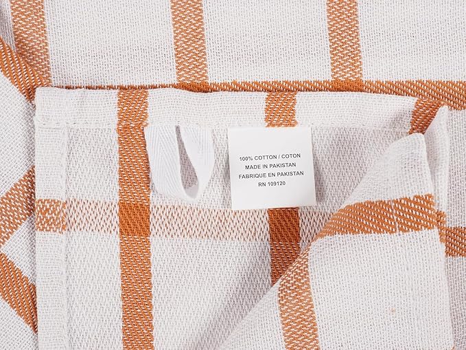 KAF Home Premium Kitchen Towels (18" x 28"), Large 100% Cotton, Flat & Terry Absorbent Dish Towel Set (Ginger, 18 x 28-6 Pack)