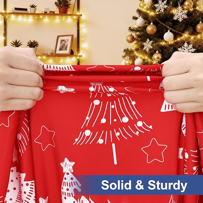 homing Rectangle Table Cloth Cover, Waterproof Polyester Elastic Fitted Tablecloth, Fits for 8 Foot Folding Tables, Washable Table Protector for Christmas, Holiday, Party (Christmas Tree, 30" x 96")