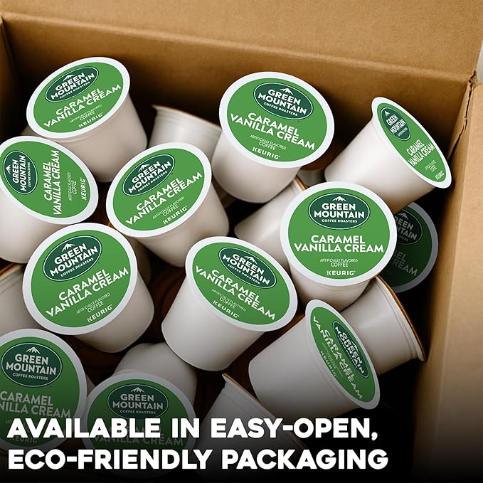 Green Mountain Coffee Roasters Caramel Vanilla Cream Keurig Single-Serve K-Cup pods, Light Roast Coffee, 72 Count