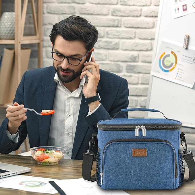 Lifewit Reusable Insulated Lunch Bag for Men, Lunch Box Women, Portable Cooler Freezable Soft Lunchbox Leakproof with Adjustable Shoulder Strap for Adult for Work Picnic or Travel, Blue 15L, 24-Can