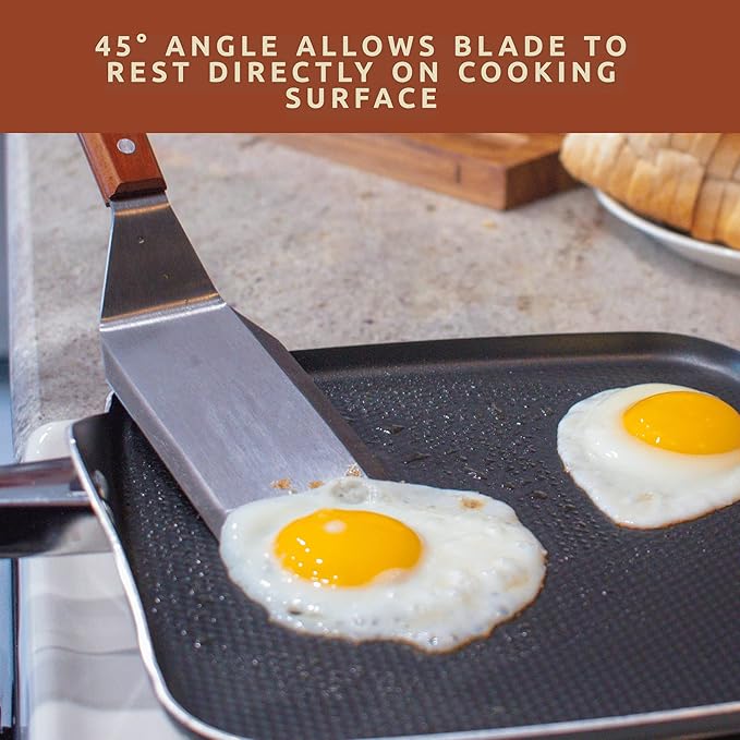 Bellemain Stainless Steel Spatula | Heavy Duty Turner with Beveled Edges & Hardwood Handle | Large Metal spatula for Cast Iron Skillet, Flat Top Grill | Griddle Scraper | Hamburger
