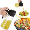 Marbrasse Oil Dispenser for Kitchen,20 OZ /600ml Leakproof Glass Oil Bottle Olive Oil Container with Auto Flip Cap for Kitchen Cooking (Black)