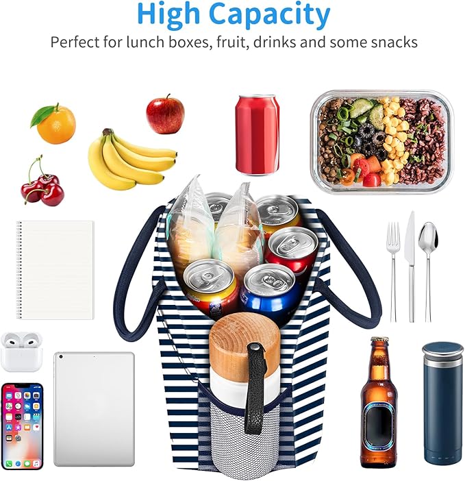 DALINDA Lunch Bag Women, Lunch Box for Women Men Reusable Insulated Lunch Tote Bag, Handbags Case High Capacity for Travel Work Picnic, Navy Blue2