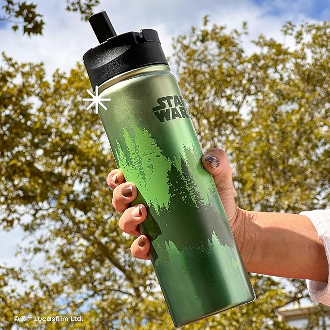 JoyJolt Stainless Steel Star Wars Water Bottle 22 oz with Straw Lid, BPA-Free Sports and Travel Vacuum Insulated Water Bottle, Destination Collection Hoth Bottle, Star Wars Gifts