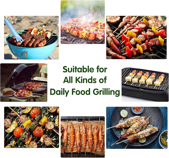 Minisland Premium 10 Inch Bamboo Wooden Skewers for Kabobs 4mm Thick Round BBQ Heavy Food Sticks 100 Counts -MSL166