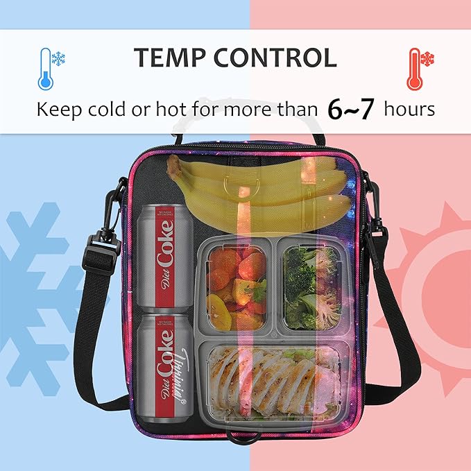 Tirrinia Expandable Insulated Lunch Bag for Men Women – Leakproof Reusable Cooler LunchBox for Kids & Adults with Shoulder Strap, Perfect for Work, School, Office, Travel,Starlight