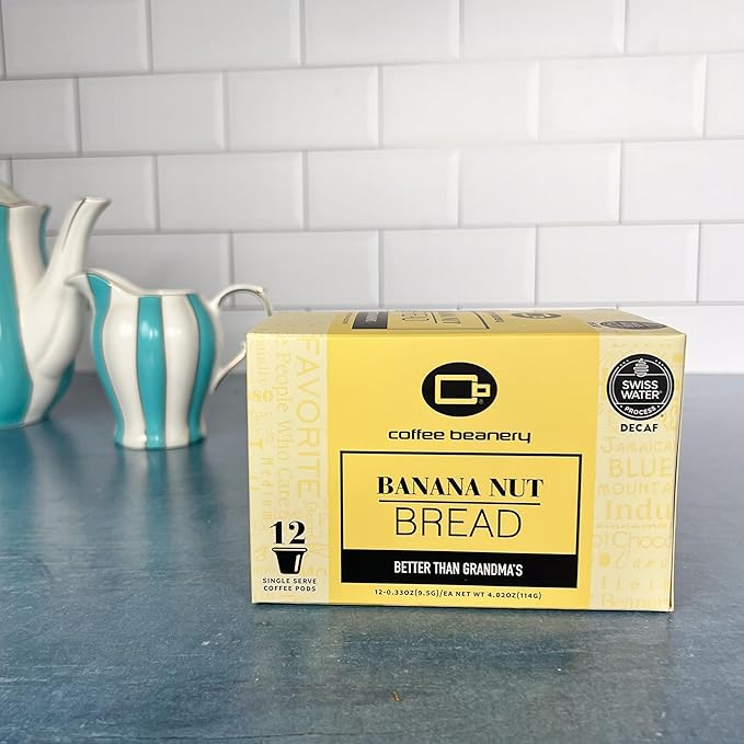 Banana Nut Bread Decaf Coffee Pods by Coffee Beanery | 12ct Medium Roast Arbica Coffee