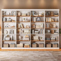 70.8" Tall Farmhouse Kitchen Pantry Cabinet, Modular Storage Cabinet with 6-Tier Adjustable Shelves, White, Wooden Hutch for Living Room, Kitchen, Set of 4