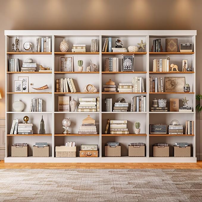 70.8" Tall Farmhouse Kitchen Pantry Cabinet, Modular Storage Cabinet with 6-Tier Adjustable Shelves, White, Wooden Hutch for Living Room, Kitchen, Set of 3