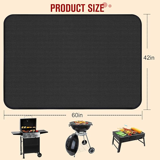 48×36 Inch Under Grill Mats for Outdoor Grill, Hearth Rugs for Fireplaces Fire Resistant, Gas and BBQ Grill Oil-Proof Water-Proof Protector for Decks, Patios and Indoor Grill