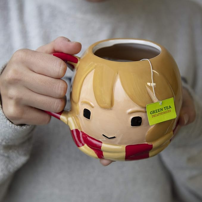 Harry Potter Hermione Granger Coffee Mug, 24 oz - Cute Chibi Design with Gryffindor Scarf Handle - Officially Licensed - Book & Movie Gift for Kids, Teens, Adults