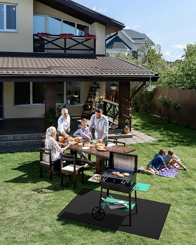 65 x 40 inch Heavy Duty Large Under Grill Mats for Outdoor Grill, Double-Sided Fireproof, Waterproof, Oil Proof Deck and Patio Protector, BBQ Mat Grill Floor Mats Fireplace Fire Pit Mat