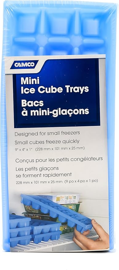 Camco Stackable Miniature Ice Cube Tray for Compact Spaces, 2-Pack (44100), Blue