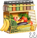 Magnetic Shelf for Fridge with Wood Lid, Fruit Potato and Onion Storage Bins, Pantry Organizers & Storage, Large Container Magnetic Spice Rack for Refrigerator, Kitchen Counter, Cabinet (Yellow, 1)