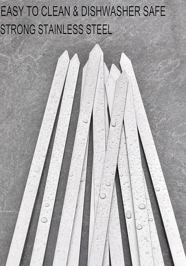 17-Inch Large Metal Barbecue Skewers,HONSHEN Heavy Stainless Steel 3/8 Inch Wide Blade with Hardwood Handle Long Flat BBQ Skewers for Grilling Meat,Chicken,Shrimp,Vegetables-Set of 12 (17 INCH)