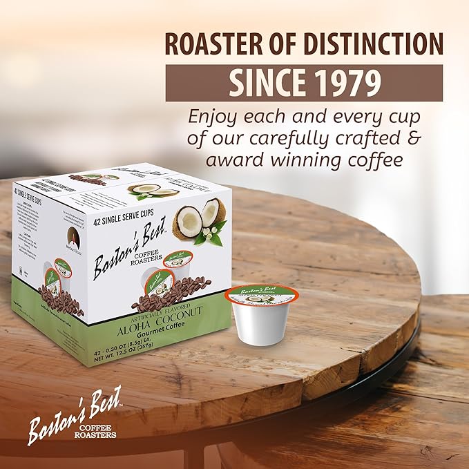 Boston’s Best - Aloha Coconut Flavored Delicious Gourmet Coffee Compatible with Keurig Coffee Maker, 1 Count (42 Single Serve Cups)