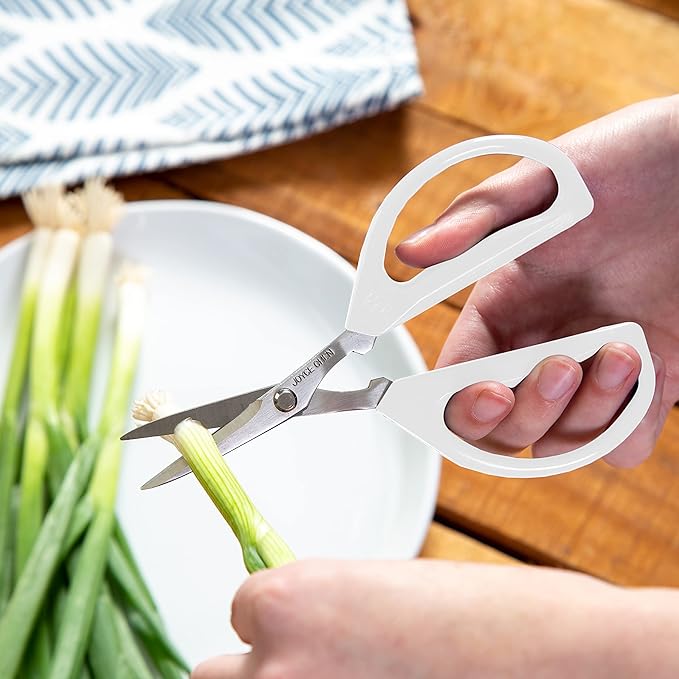 Joyce Chen Original Unlimited Kitchen Scissors All Purpose Kitchen Shears With Comfortable Handles, White, 2 Pack