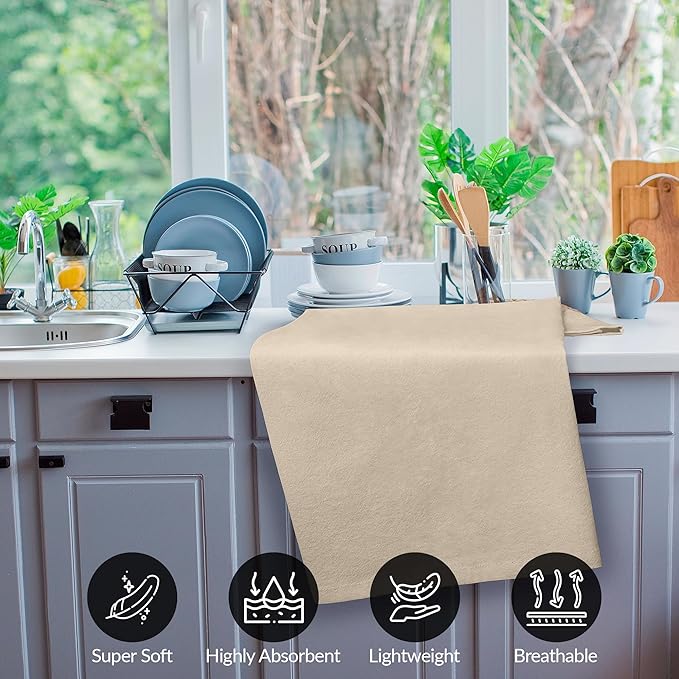 ROYALE LINENS Flour Sack Towels – 24 Pack 33x38 Inch Natural Kitchen Dish Towels – 100% Cotton Tea Towels for Bread Proofing, Cheese Straining, Baking, Cleaning, Drying, Embroidery, Multipurpose Use