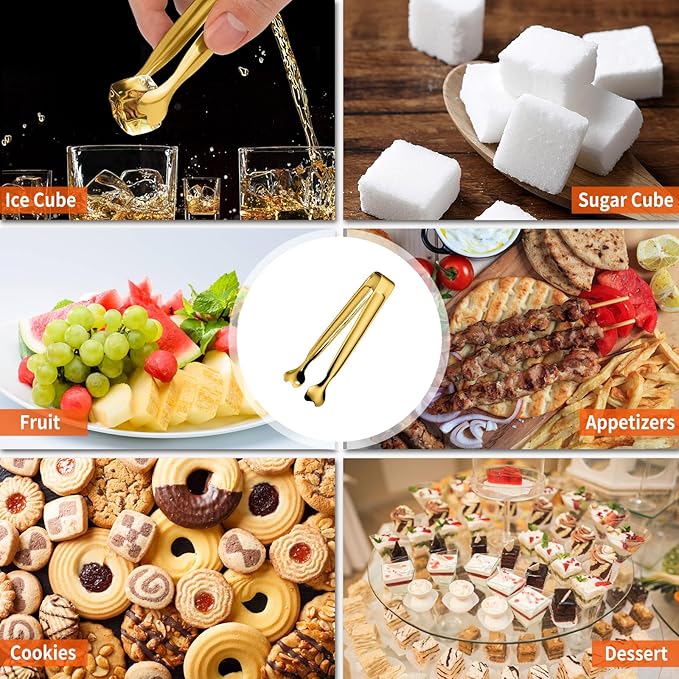 Serving Tongs, Anytrp 12-Packs Stainless Steel Sugar Tongs, 5.3inch Small Tong Kitchen Appetizers Tong for Serving Food, Buffets, Coffee Bar, Tea Party, Desserts Party and Ice Bucket