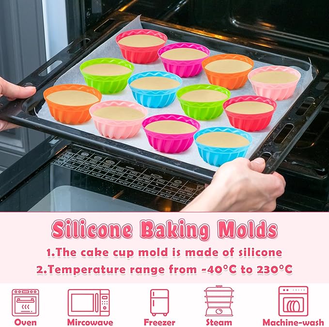 R HORSE 42Pcs Silicone Baking Molds Pumpkin Shapes Baking Cups Non-Stick Donut Wrapper Mold Muffin Liners Washable Reusable Wrappers Holders for Pan Oven Microwave Dishwasher