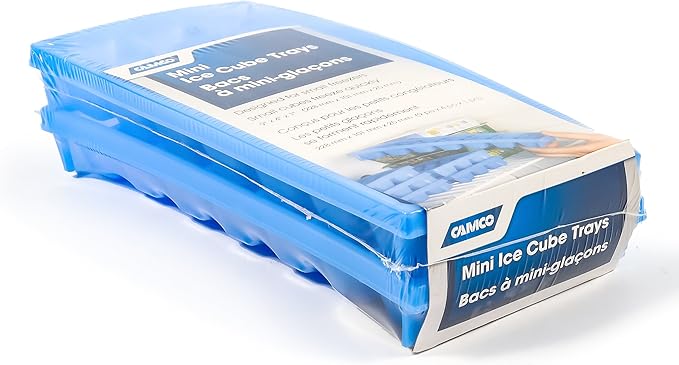 Camco Stackable Miniature Ice Cube Tray for Compact Spaces, 2-Pack (44100), Blue