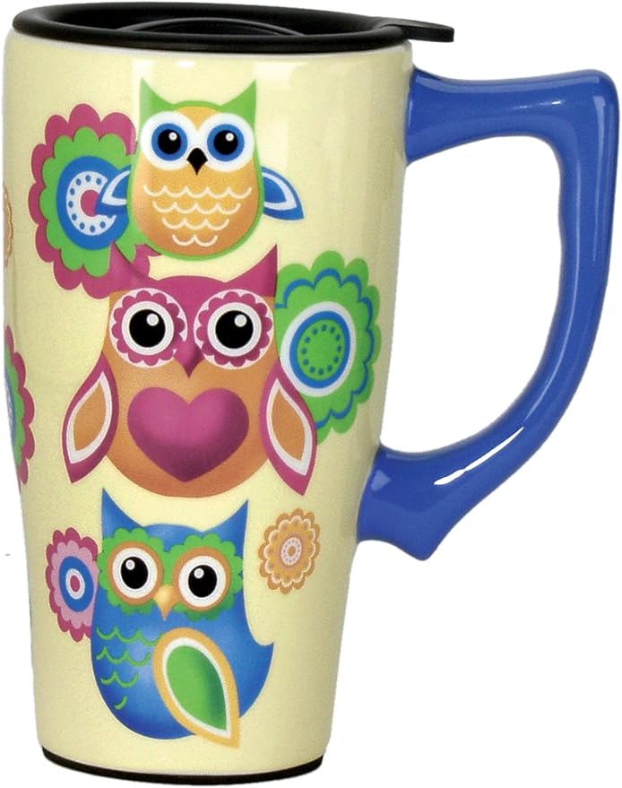 Spoontiques OWLS TRAVEL MUG, 18 ounces