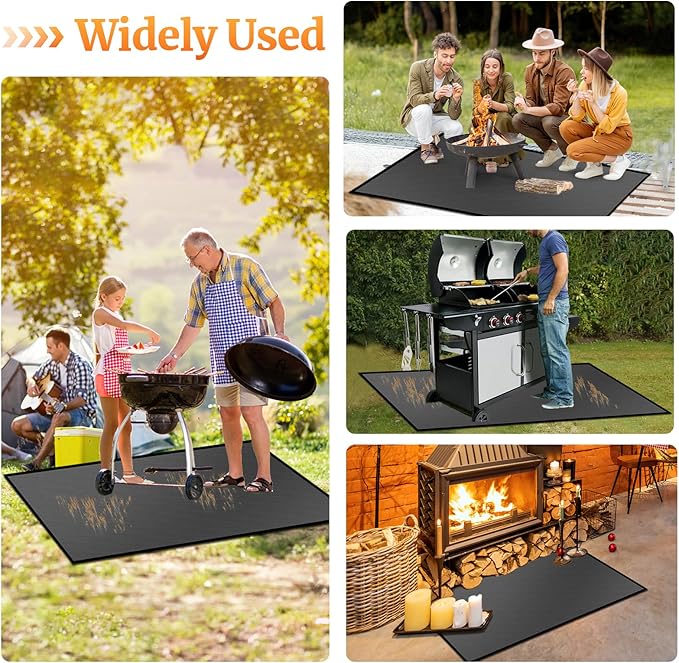 Under Grill Mat/Grill Mat for Deck, 4 Layers Under Grill Floor Mats to Protect Deck, BBQ Mat for Under BBQ Fireproof Mat Deck Patio Protect Mat Waterproof Oil-Proof Reusable-Custom Size