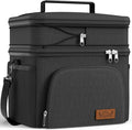 HOTOR Insulated Lunch Box for Men & Women - Leak-Proof Cooler Lunch Bag with 4 Pockets, Adjustable Strap, Ideal for Work, Picnic, Travel - Black, 2 Layers, Large, 11.81"×7.87"×13.39"