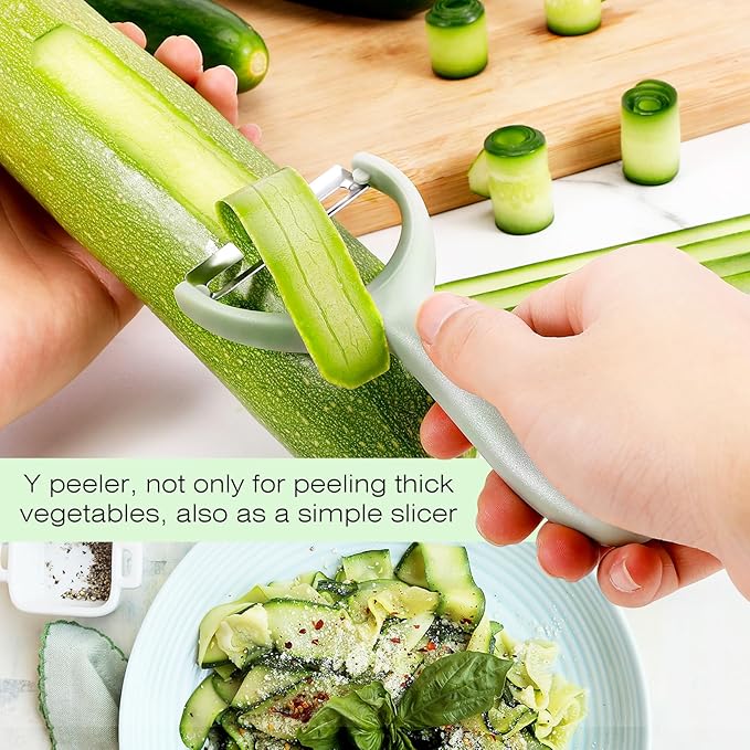 Senbowe Upgrade Potato Peeler for Kitchen, 6PCS Stainless Steel Vegetable Peeler, I and Y Veggie Food Peeler for Apple Fruit Carrot Zucchini Cucumber,Good Grip Makes Peeling Very Easy (Green)