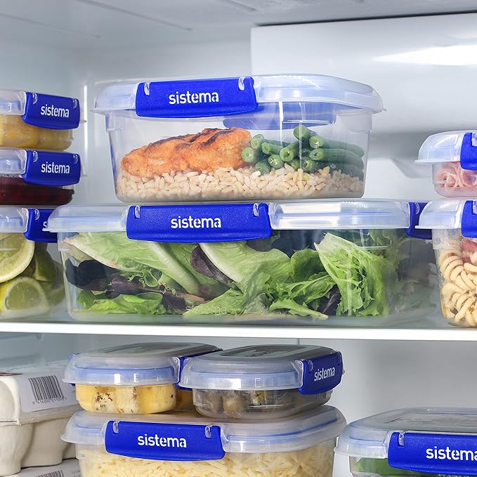 Sistema KLIP IT PLUS Leakproof Food Storage Containers | 1 L | Airtight & Stackable Meal Prep Containers with Lids | BPA-Free | 3 Count