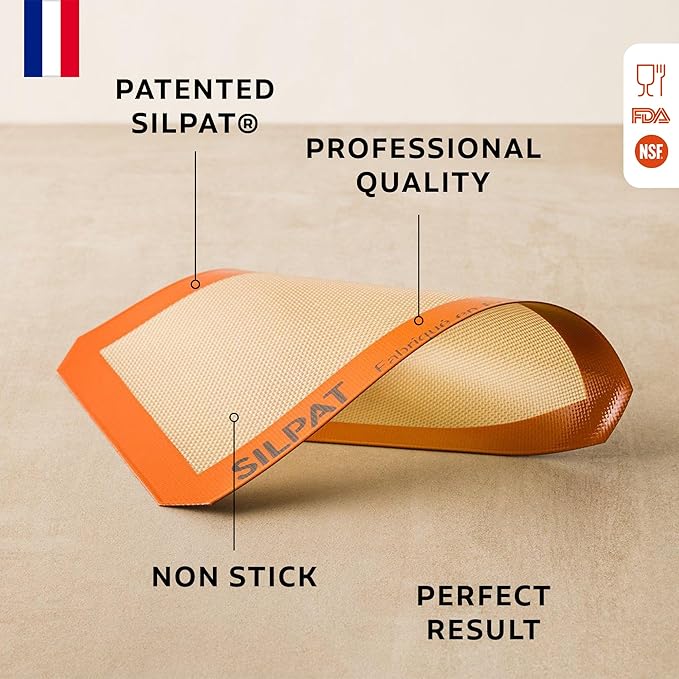 Silpat Premium Non-Stick Silicone Baking Mat, Toaster Oven Size, 7-7/8 x 10-7/8, Tan