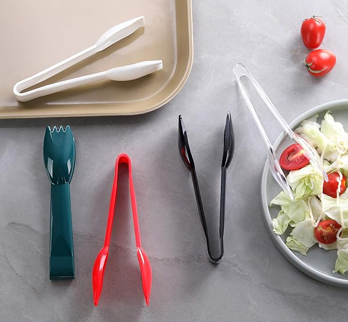 New Star Foodservice 35599 Utility Tong, High Heat Plastic, Straight Edge, 6 Inch, Set of 12, Green