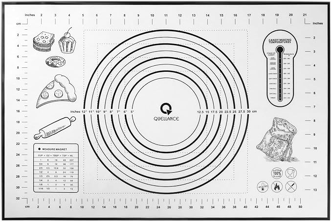 Silicone Baking Mat Extra Large, Pastry Mat with Measurement, Kitchen Counter Mat for Pie Crust, Pizza and Cookies - BPA Free Oven Liner/Kneading Matts,16" x 24", Black