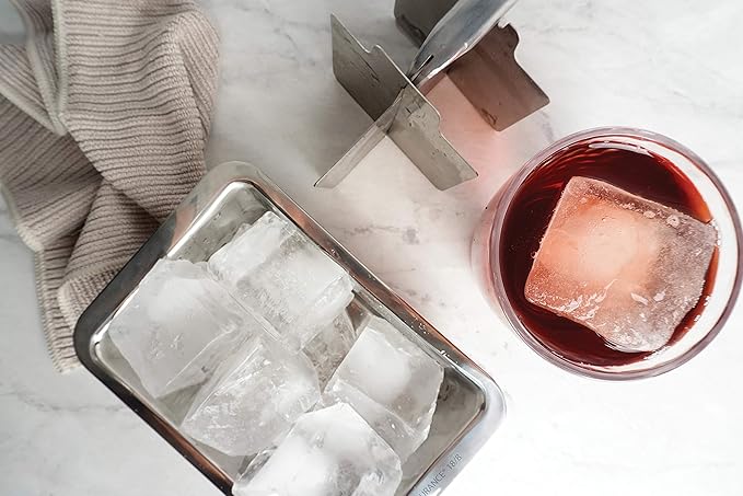 RSVP International Endurance Cocktail Collection, Retro Ice Cube Tray, Stainless Steel, Dishwasher Safe, 7.25x5x2.5"