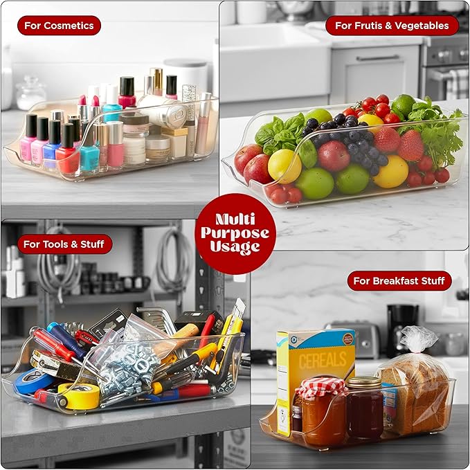 Utopia Kitchen Soda Can Organizer and Dispenser for Refrigerator/Pantry - Durable Can Storage Organizer Fridge & Kitchen Organization - (Clear, Set of 4)