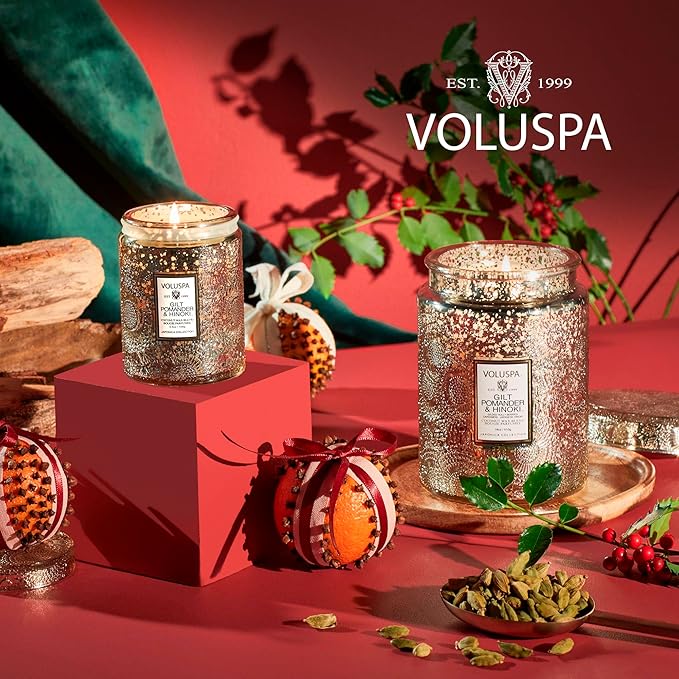 Japonica Collection Large - Gilt Pomander and Hinoki Reed by Voluspa for Unisex - 18 oz Candle