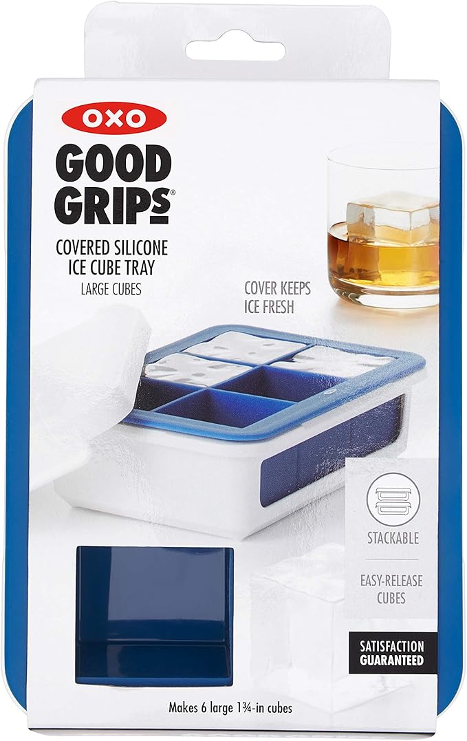 OXO Good Grips Covered Ice Cube Tray (Large Cube), Dark Blue