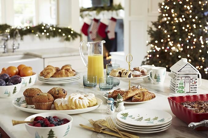 Lenox 893565 Balsam Lane 12-Piece Dinnerware Set, Green, Christmas, Holiday Hosting