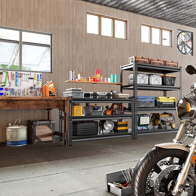 Adjustable Shelving Units and Storage, 48”W Garage Shelving Heavy Duty,1500LBS Loads 3-Tier Garage Storage Shelves, Metal Shelves for Living Room,Pantry,48”W×16”D×36”W,Black