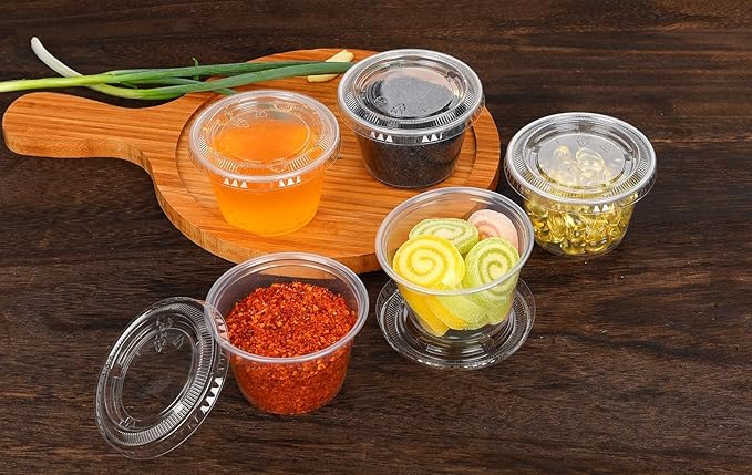 EDI 4 Ounce Clear Plastic Disposable Portion Cups/Souffle Cup with Lids, 50 Sets