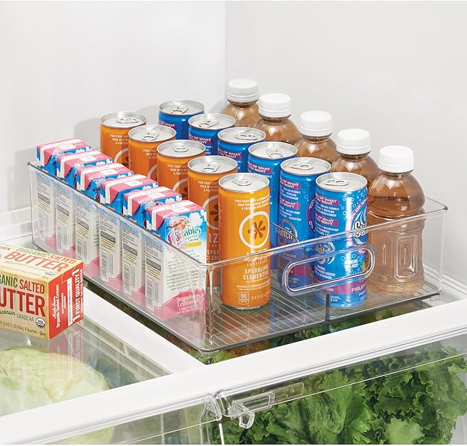 iDesign Divided Pantry Bin with Handles for Pantry, Refrigerator, or Freezer - Set of 6 - Clear