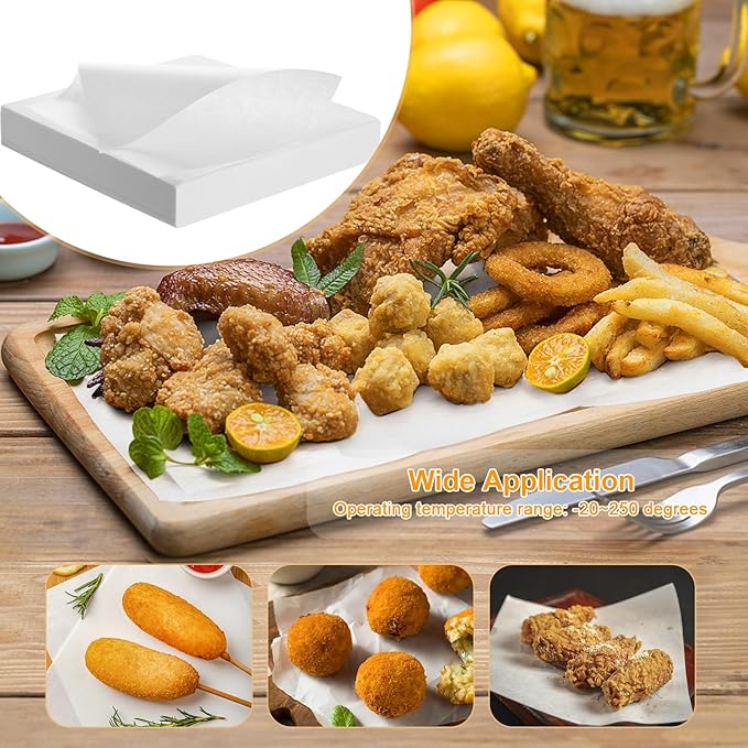 GWHOLE 500pcs Parchment Paper Sheet for Baking, Hamburger patty paper 5.5" Square Non-Stick Wax Paper Sheets for Burger Press Patty Seperate Cookies