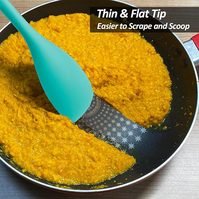 Upgrade Silicone Spatula Spoon Set,VOVOLY Heat Resistant Rubber Spoonula, Seamless Non-Stick Flexible Scrapers for Baking Mixing Tool,3 Pack, Teal