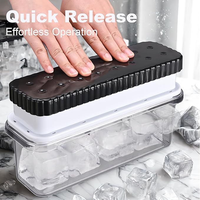 Premium Silicone Ice Cube Trays with Lid - BPA-Free, Easy-Release Reusable Ice Cubes, Perfect for Cocktails & Beverages, Stackable Ice Molds for Whiskey, 4-Cavity Portion Freezing Tray for Soup, Stews