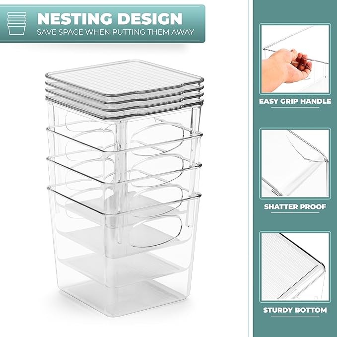 Sorbus Small Plastic Storage Bins - Kitchen Organization, Pantry & Refrigerator Bins (2 Pack)