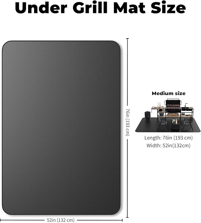 Large 76 * 52" BBQ mat for Under Grill,Double-Sided Silicone Grill mat for Outdoor Grill Deck Protector, Indoor Fireplace Mat/Fire Pit Mat (76 * 52")