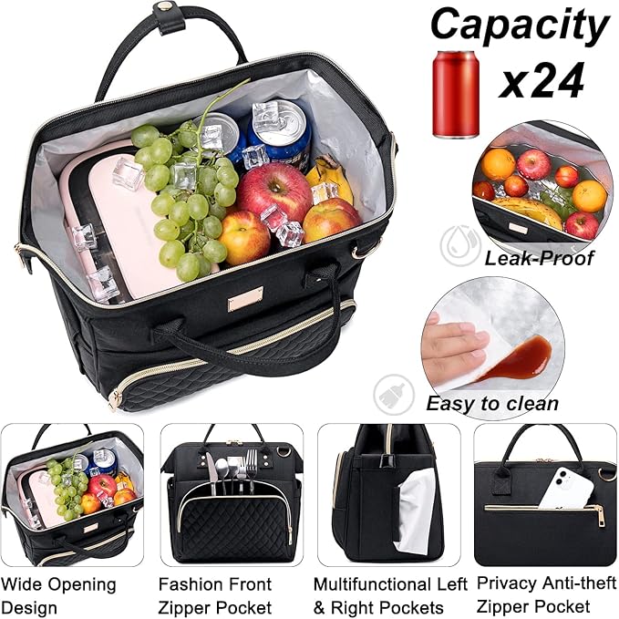 Artelaris Insulated Lunch Bag for Women Men, Large Reusable Lunch Box, Adult Leakproof Cooler Tote Bags Adjustable Strap for Work Picnic（16 Liters）
