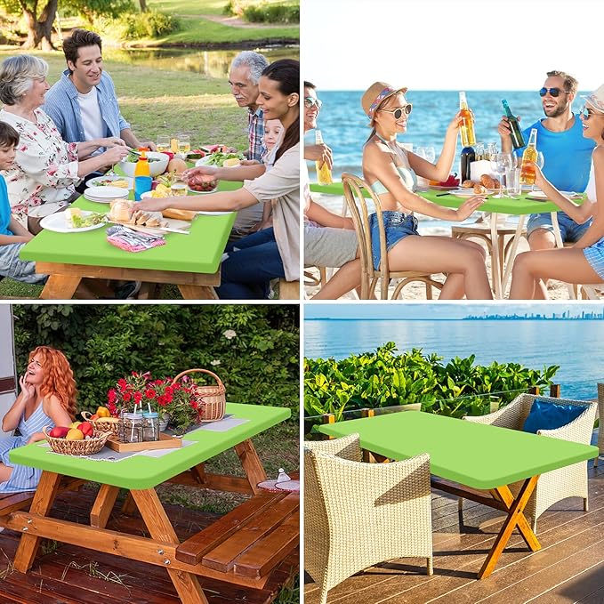 homing Rectangle Table Cloth Cover, Waterproof Polyester Elastic Fitted Tablecloth, Fits for 4 Foot Folding Tables, Washable Table Protector for Picnic, Camping, Outdoor (Lime Green, 24" x 48")