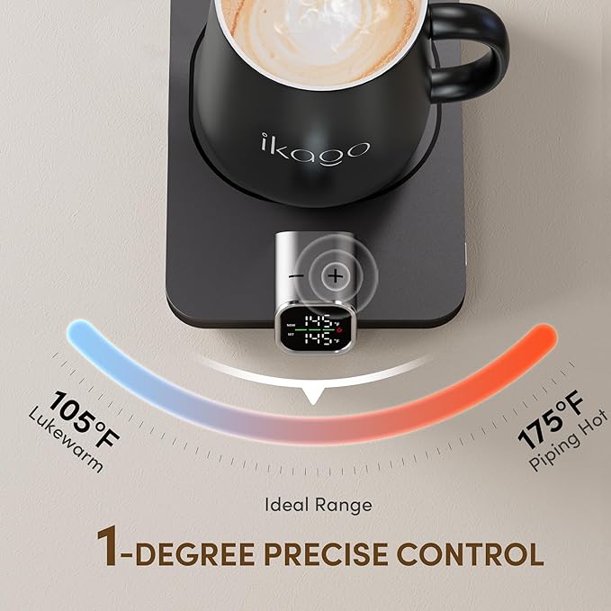 Coffee Mug Warmer Set, Temperature Control Smart Heated Mug for Desk, Electric Coffee Warmer with Auto Shut Off & Real-Time Temp Display, Gifts for Men Women, 15oz, Black